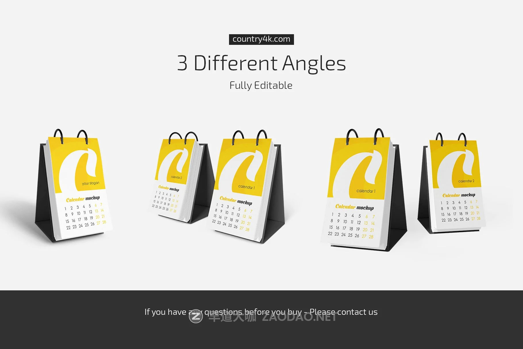 简约日历台历设计展示贴图样机合集 Desk Calendar v06 Mockup Set插图3 简约日历台历设计展示贴图样机合集 Desk Calendar v06 Mockup Set插图3