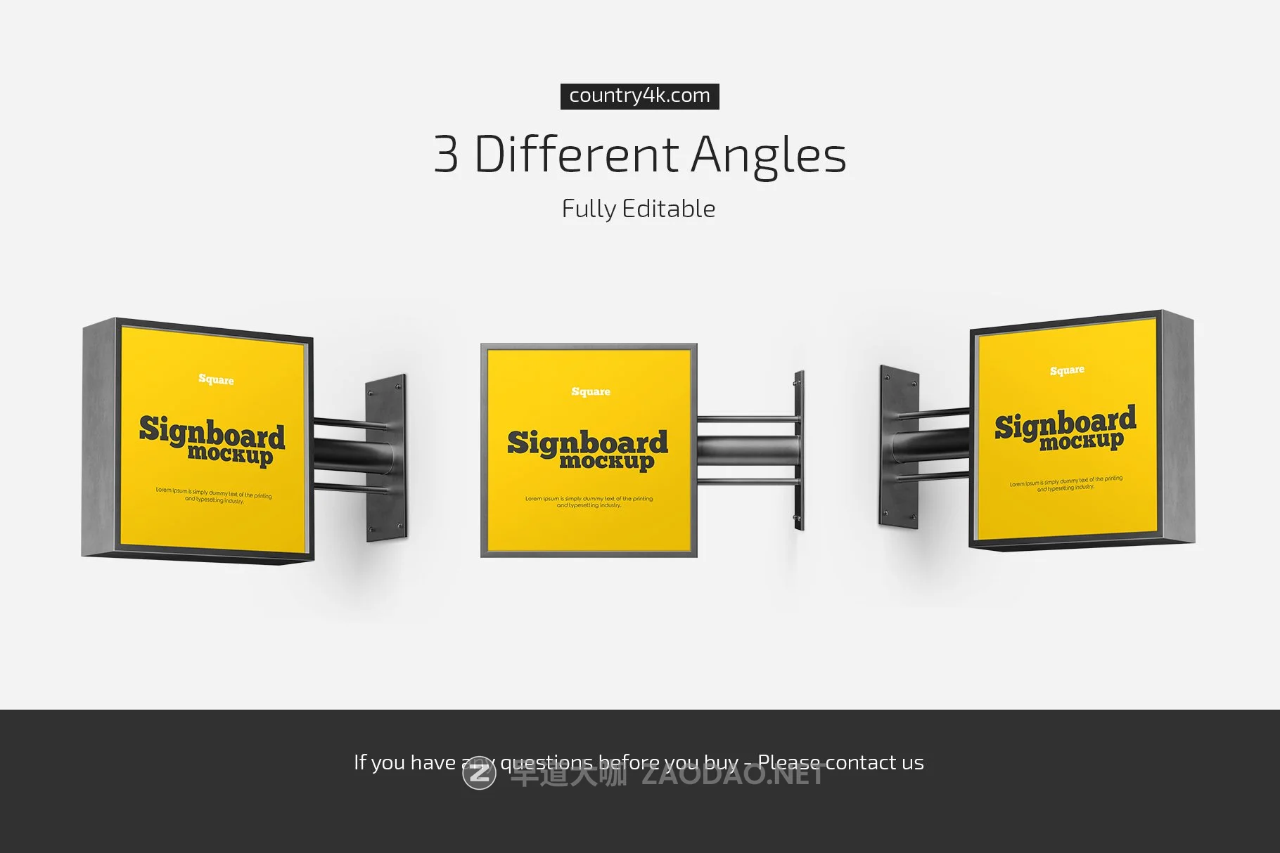 方形徽标招牌标牌设计贴图样机模板集 Square Signboard Mockup Set插图3 方形徽标招牌标牌设计贴图样机模板集 Square Signboard Mockup Set插图3