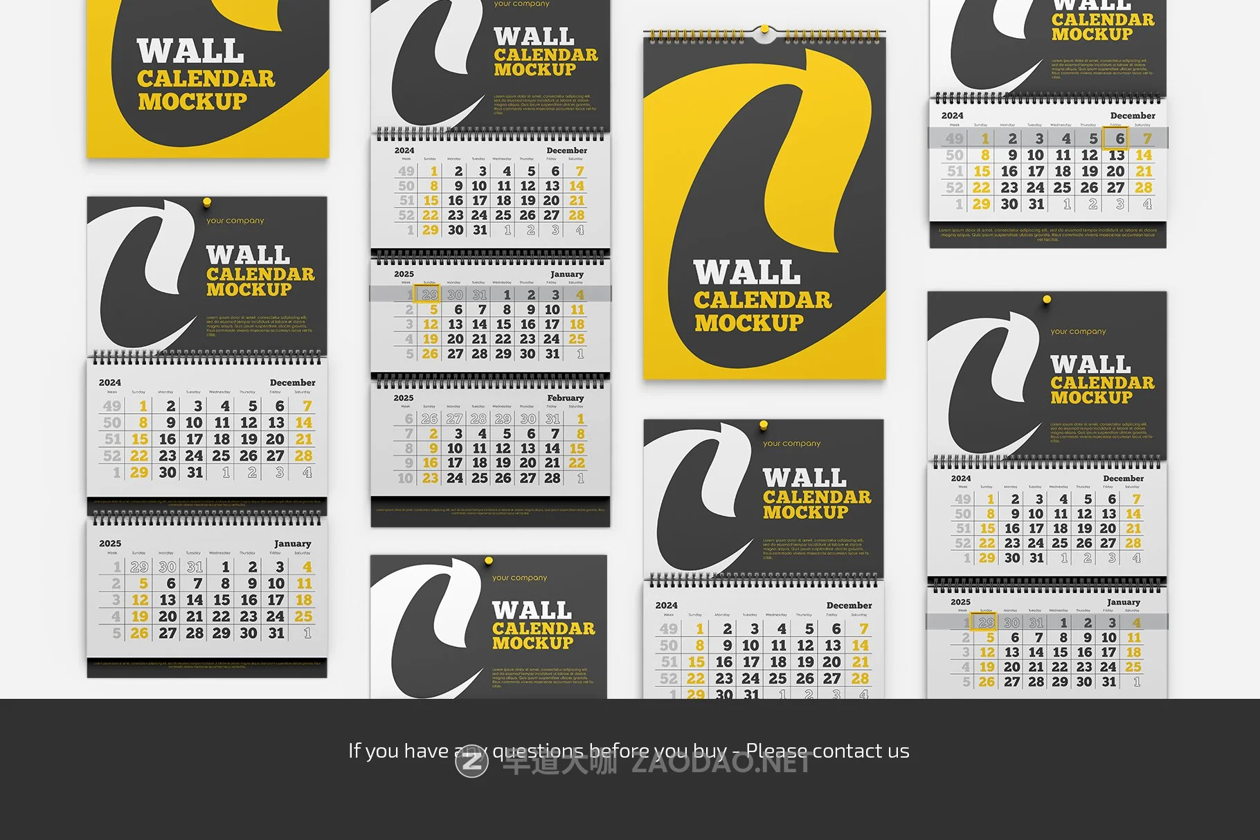 12款台历日历挂历设计展示贴图样机合集 Wall Calendar Mockup Bundle插图3 12款台历日历挂历设计展示贴图样机合集 Wall Calendar Mockup Bundle插图3
