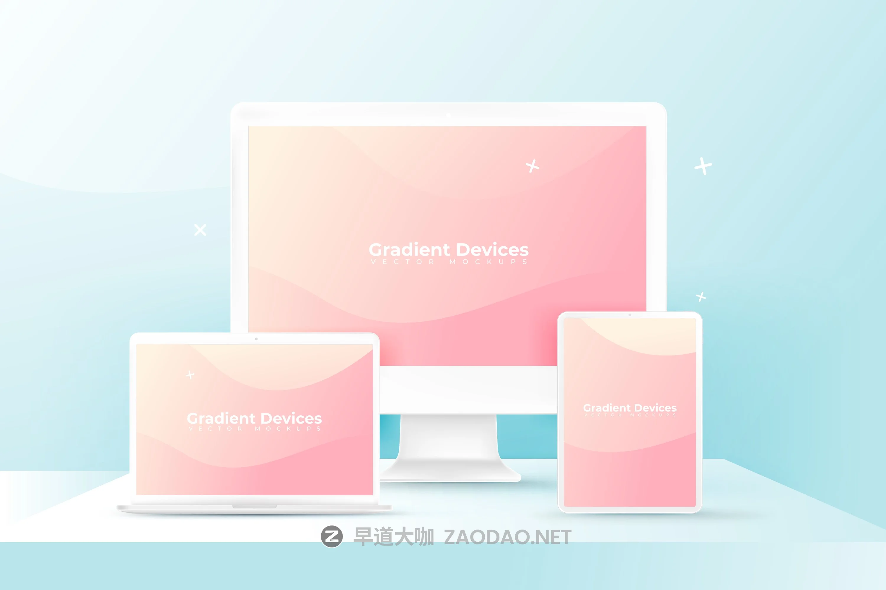 自适应网站设计苹果设备展示贴图矢量样机素材 Realistic & Colorful Vector Devices插图3 自适应网站设计苹果设备展示贴图矢量样机素材 Realistic & Colorful Vector Devices插图3