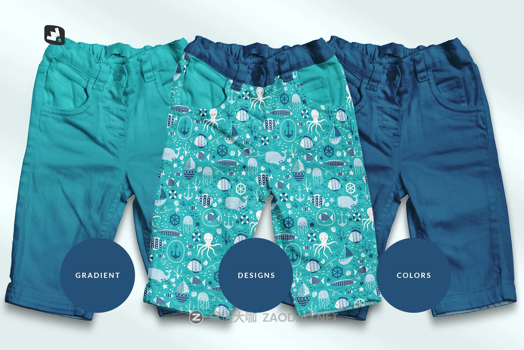 儿童牛仔裤印花图案设计贴图样机 Top View Kid’s Jeans Mockup插图3 儿童牛仔裤印花图案设计贴图样机 Top View Kid’s Jeans Mockup插图3