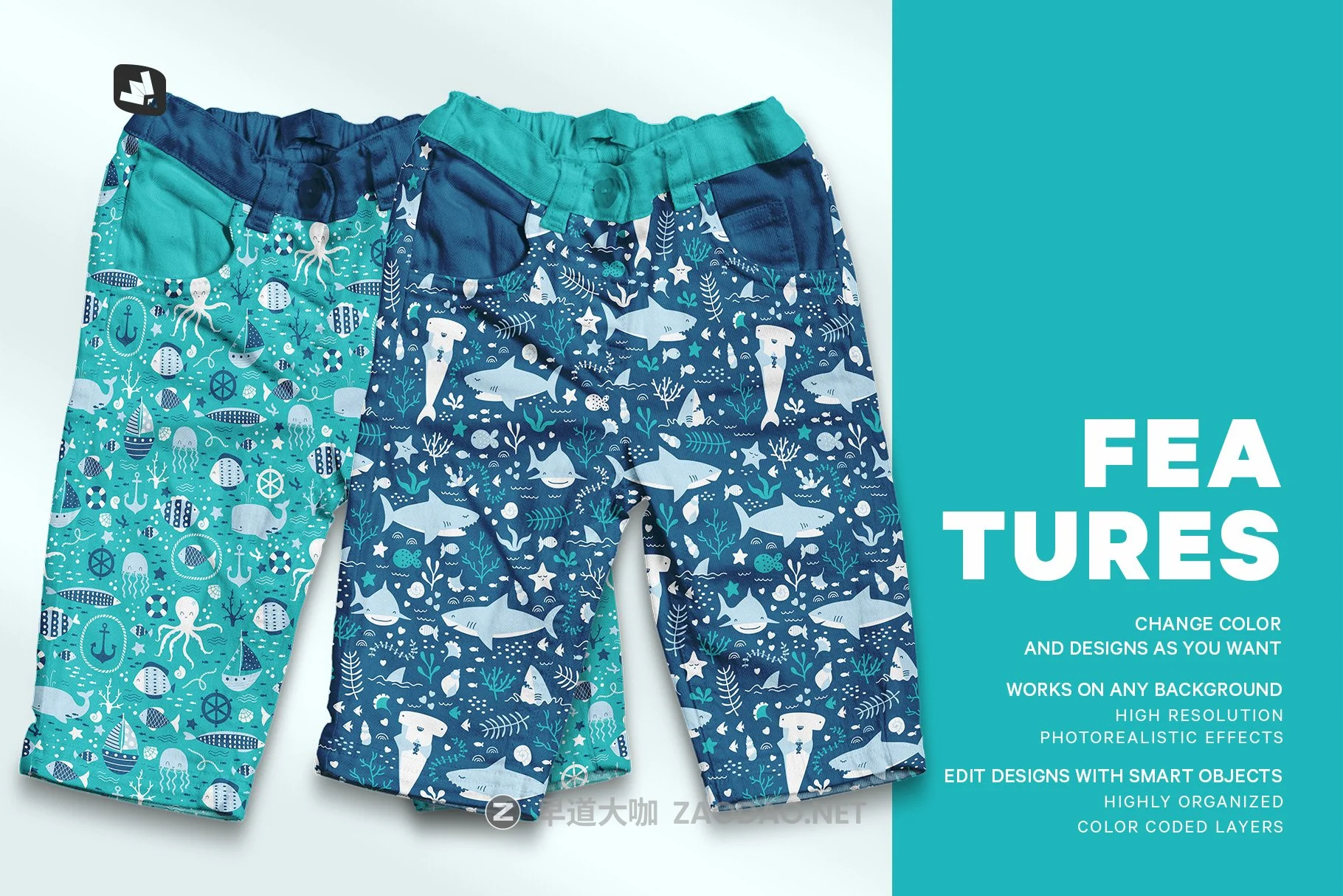 儿童牛仔裤印花图案设计贴图样机 Top View Kid’s Jeans Mockup插图6 儿童牛仔裤印花图案设计贴图样机 Top View Kid’s Jeans Mockup插图6