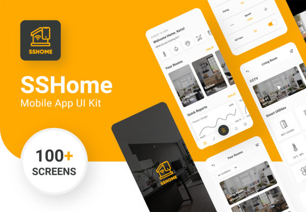 智能家居iOS APP应用程序设计UI套件素材  SSHome – Mobile App UI Kit