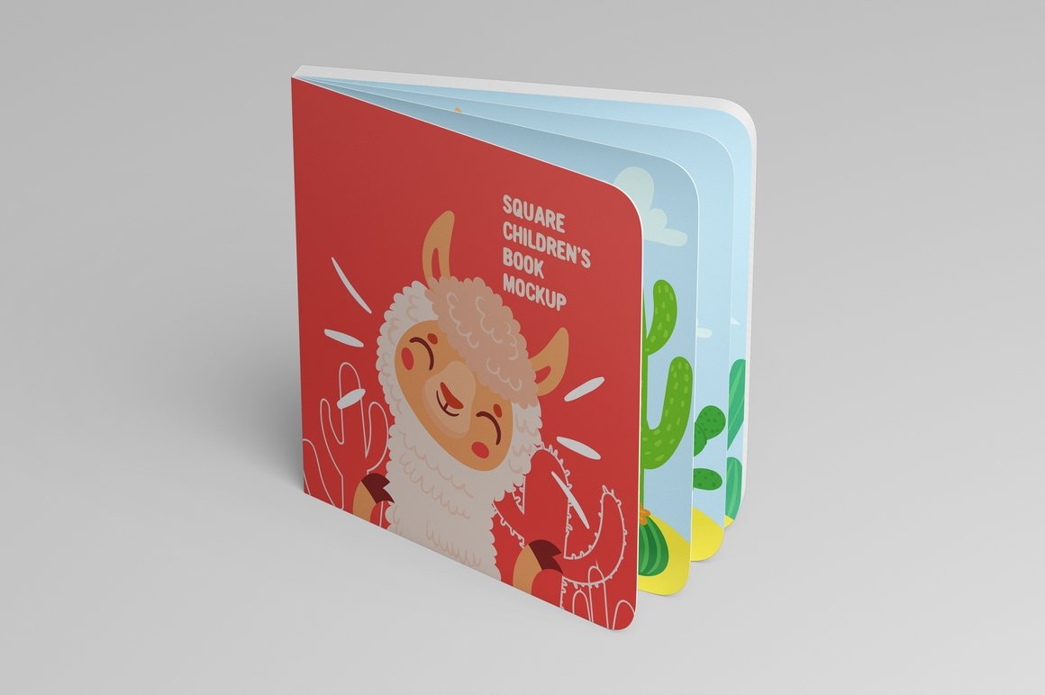 7款方形儿童读物书籍设计展示样机squarechildrensbookmockup