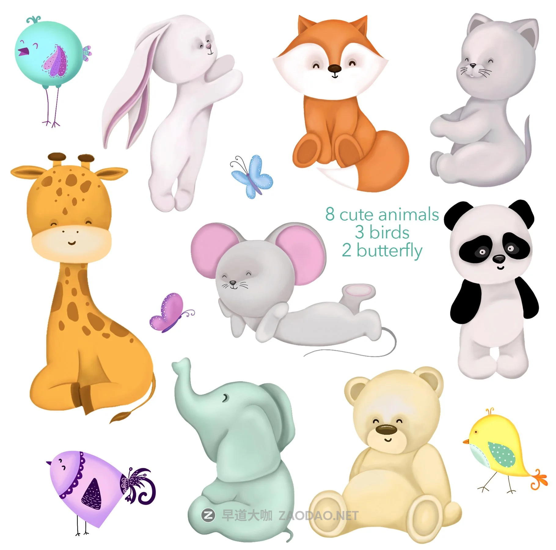 可爱卡通熊猫动物花卉手绘剪贴画图片设计素材 Super Cute Collection插图7 可爱卡通熊猫动物花卉手绘剪贴画图片设计素材 Super Cute Collection插图7