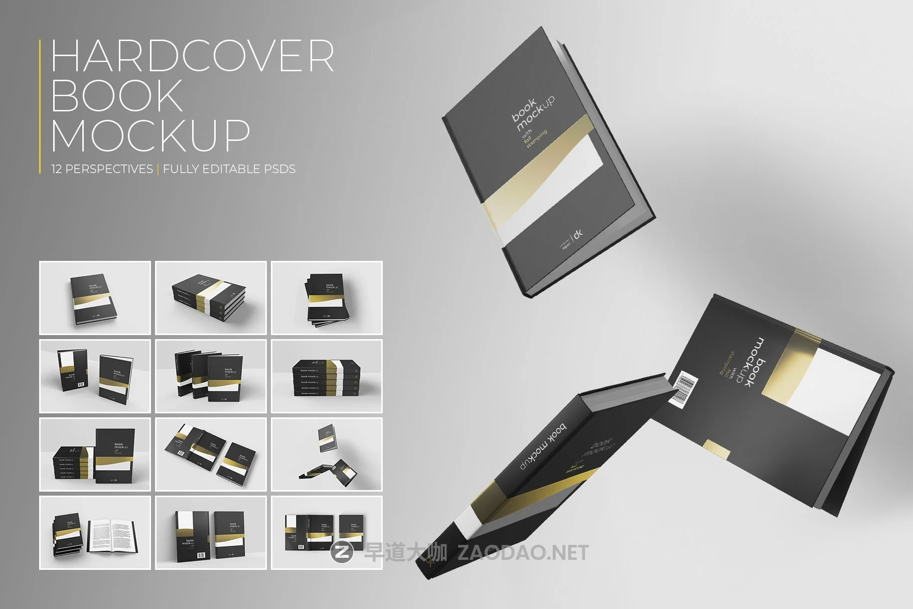 12款精装书画册封面设计展示贴图样机 Hardcover Book Mockup插图 12款精装书画册封面设计展示贴图样机 Hardcover Book Mockup插图