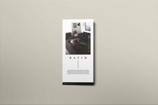 6款时尚两折页小册子设计贴图样机模板 Ratih – DL Bifold Brochure Mockup