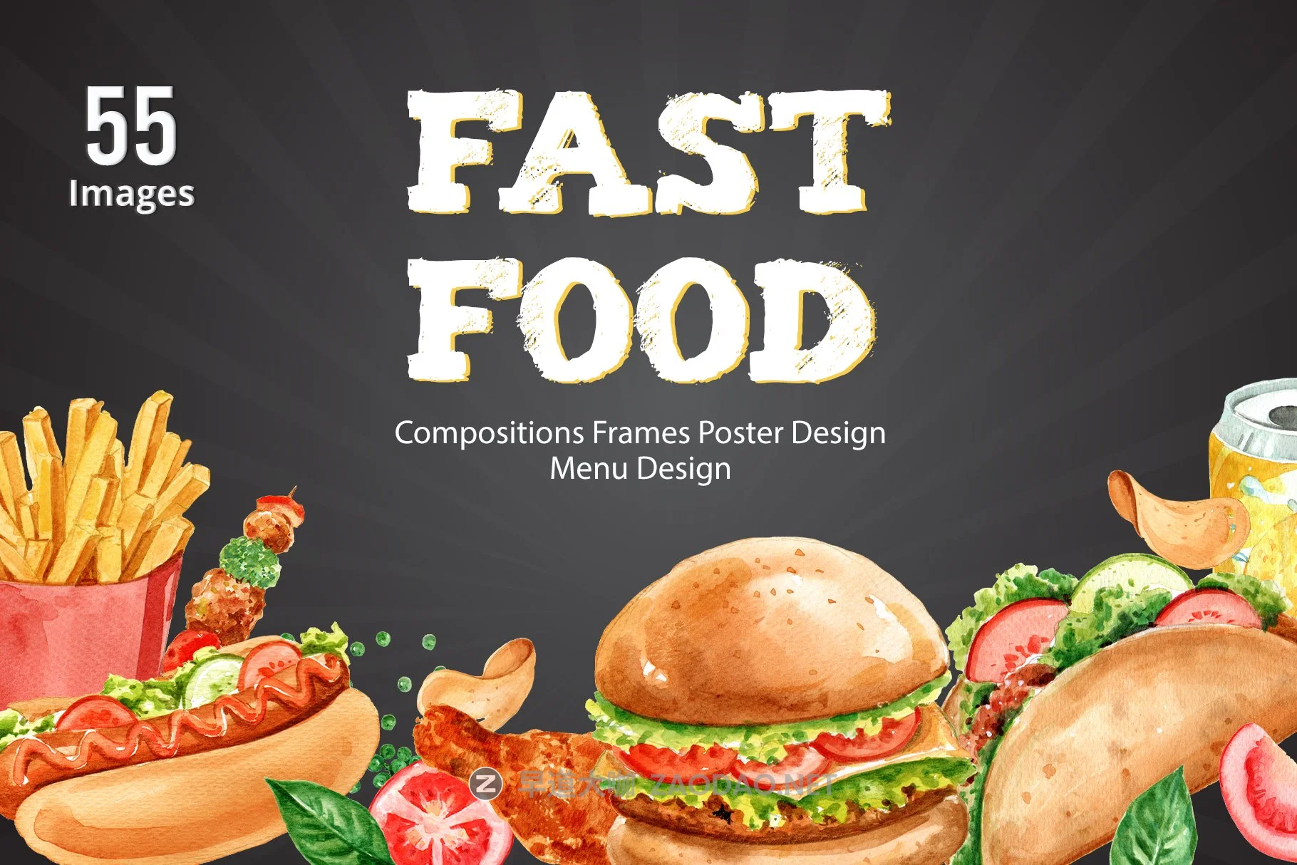 61个汉堡薯条甜点快餐食品手绘水彩画PNG免抠图片素材 Fastfood Watercolor Illustrarion Set插图 61个汉堡薯条甜点快餐食品手绘水彩画PNG免抠图片素材 Fastfood Watercolor Illustrarion Set插图