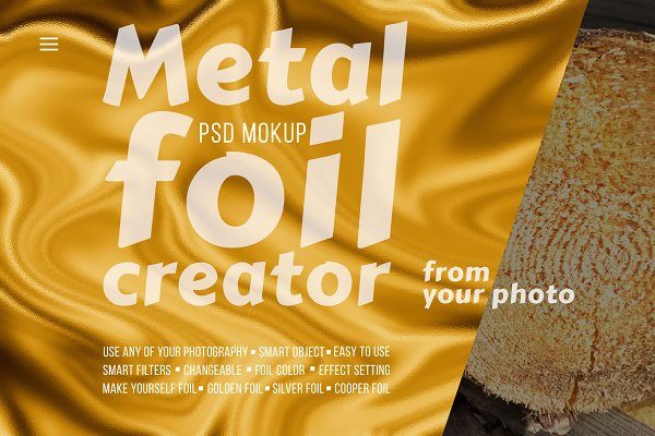 时尚金属箔纸场景创建者PS样机素材 Metal Foil Creator Mockup