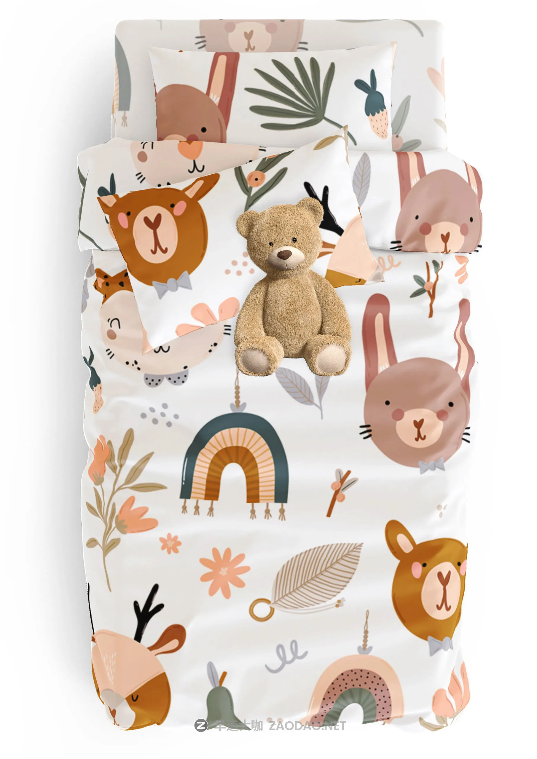 时尚儿童床上用品四件套印花图案设计展示3D模型样机素材 Kids Beddings Mockups Set On 3D插图3 时尚儿童床上用品四件套印花图案设计展示3D模型样机素材 Kids Beddings Mockups Set On 3D插图3