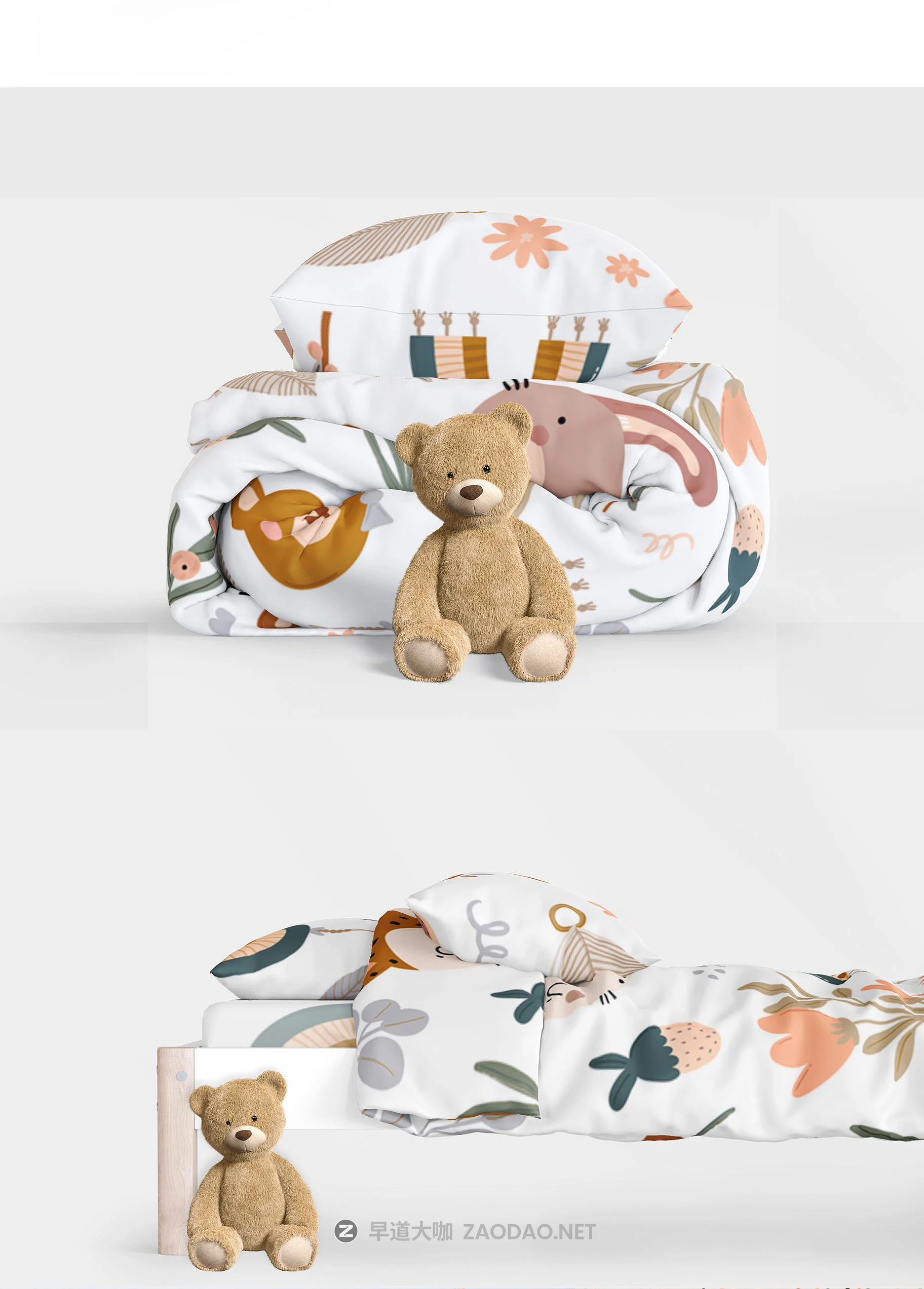 时尚儿童床上用品四件套印花图案设计展示3D模型样机素材 Kids Beddings Mockups Set On 3D插图4 时尚儿童床上用品四件套印花图案设计展示3D模型样机素材 Kids Beddings Mockups Set On 3D插图4