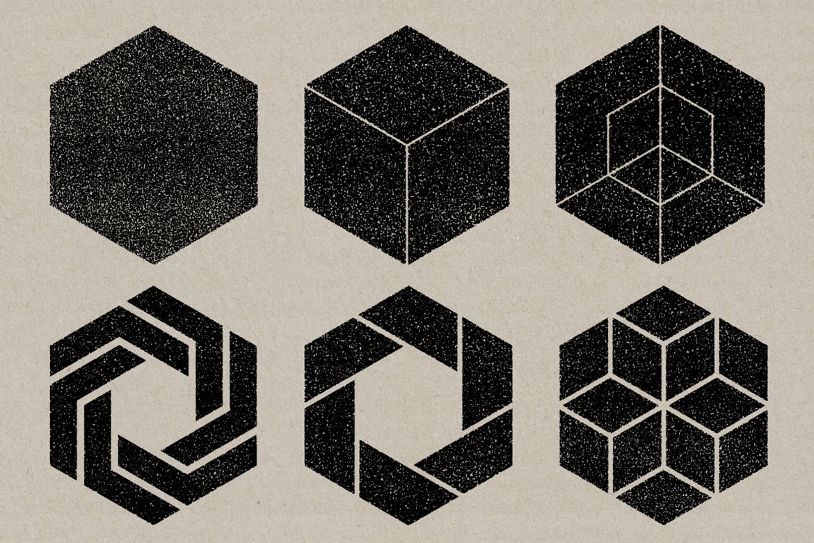 30款抽象标志徽标设计矢量几何图形纹理素材vectorshapestamps