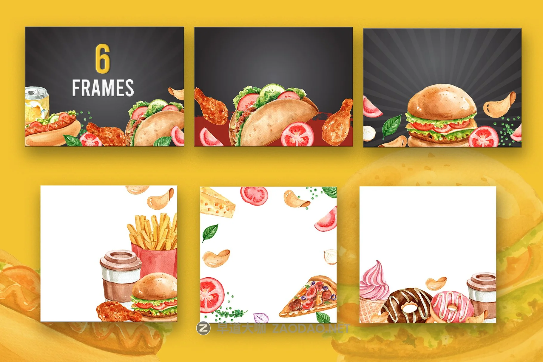 61个汉堡薯条甜点快餐食品手绘水彩画PNG免抠图片素材 Fastfood Watercolor Illustrarion Set插图1 61个汉堡薯条甜点快餐食品手绘水彩画PNG免抠图片素材 Fastfood Watercolor Illustrarion Set插图1