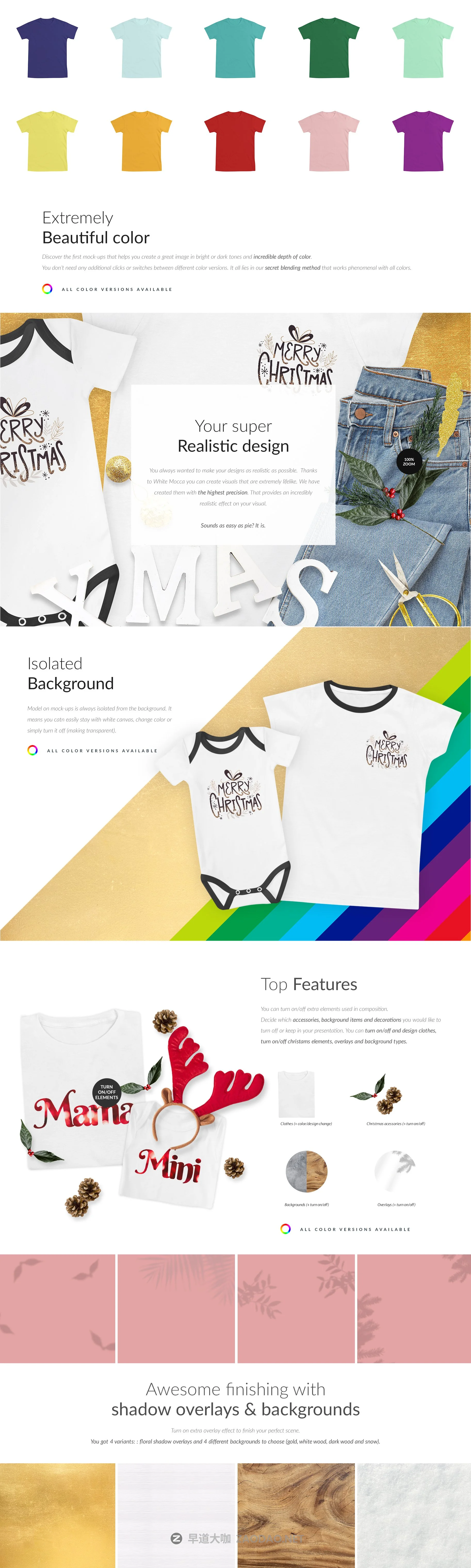 逼真圣诞节家庭半袖T恤图案印花设计展示贴图样机 Christmas Family T-shirts Mockups插图2 逼真圣诞节家庭半袖T恤图案印花设计展示贴图样机 Christmas Family T-shirts Mockups插图2