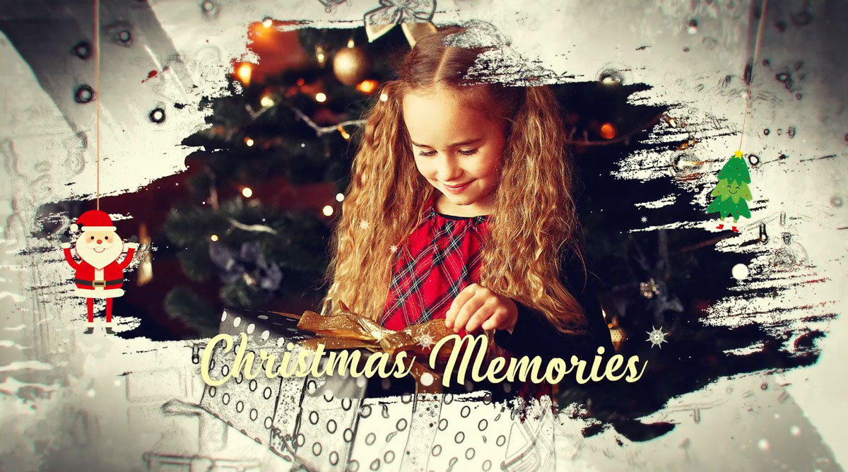 撕纸效果圣诞节节日回忆录视频AE模板素材 Christmas Creative Memories插图1