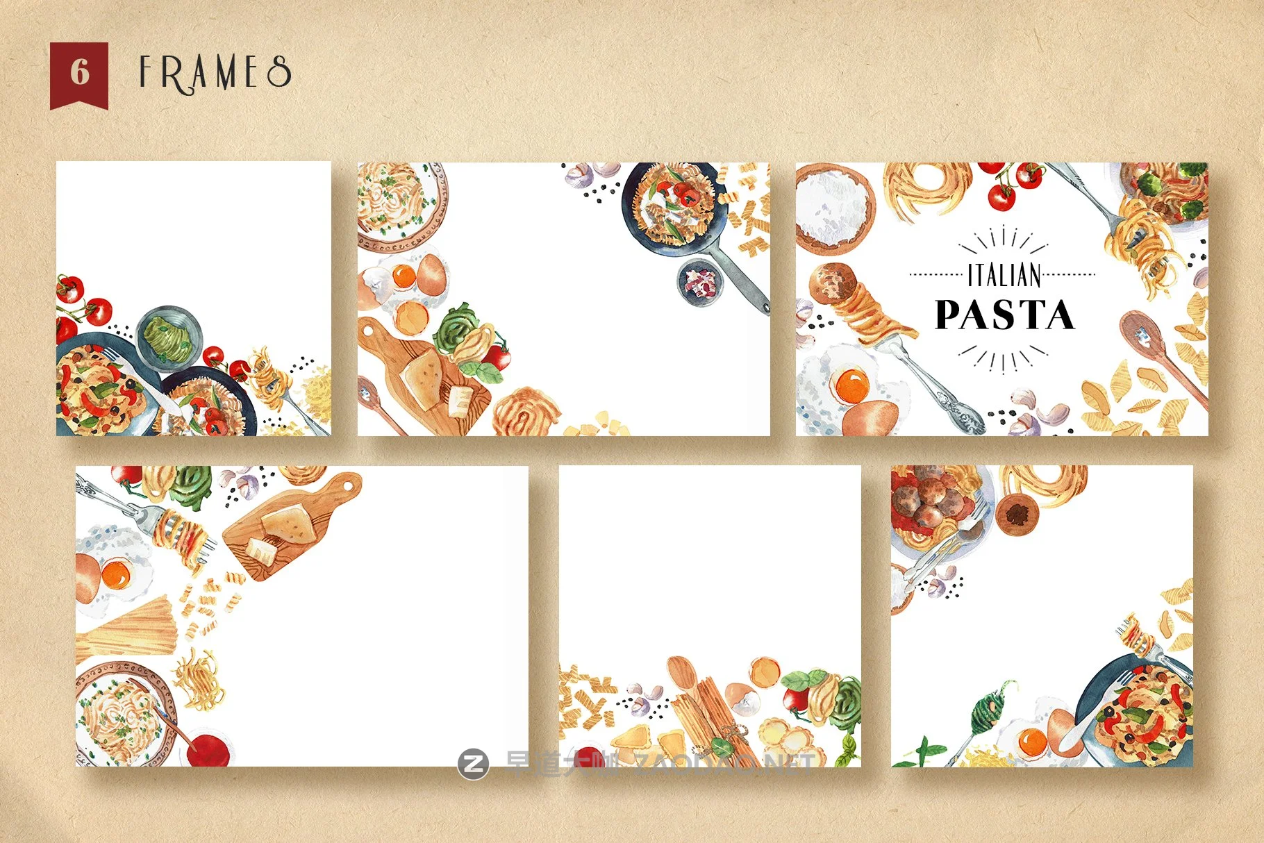 79个高清意大利面食菜肴食品元素手绘剪贴画PNG免抠图片素材 Pasta Recipe and Dishes Watercolor插图3 79个高清意大利面食菜肴食品元素手绘剪贴画PNG免抠图片素材 Pasta Recipe and Dishes Watercolor插图3