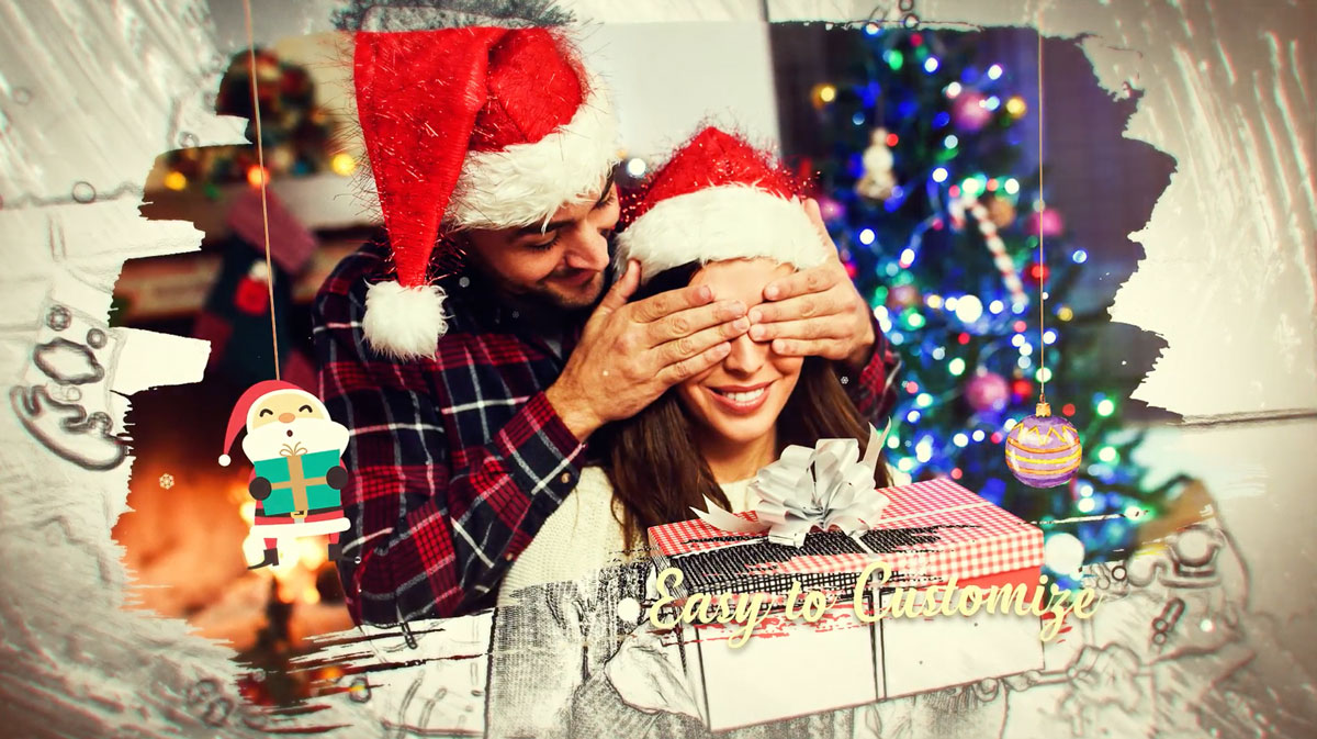 撕纸效果圣诞节节日回忆录视频AE模板素材 Christmas Creative Memories插图3