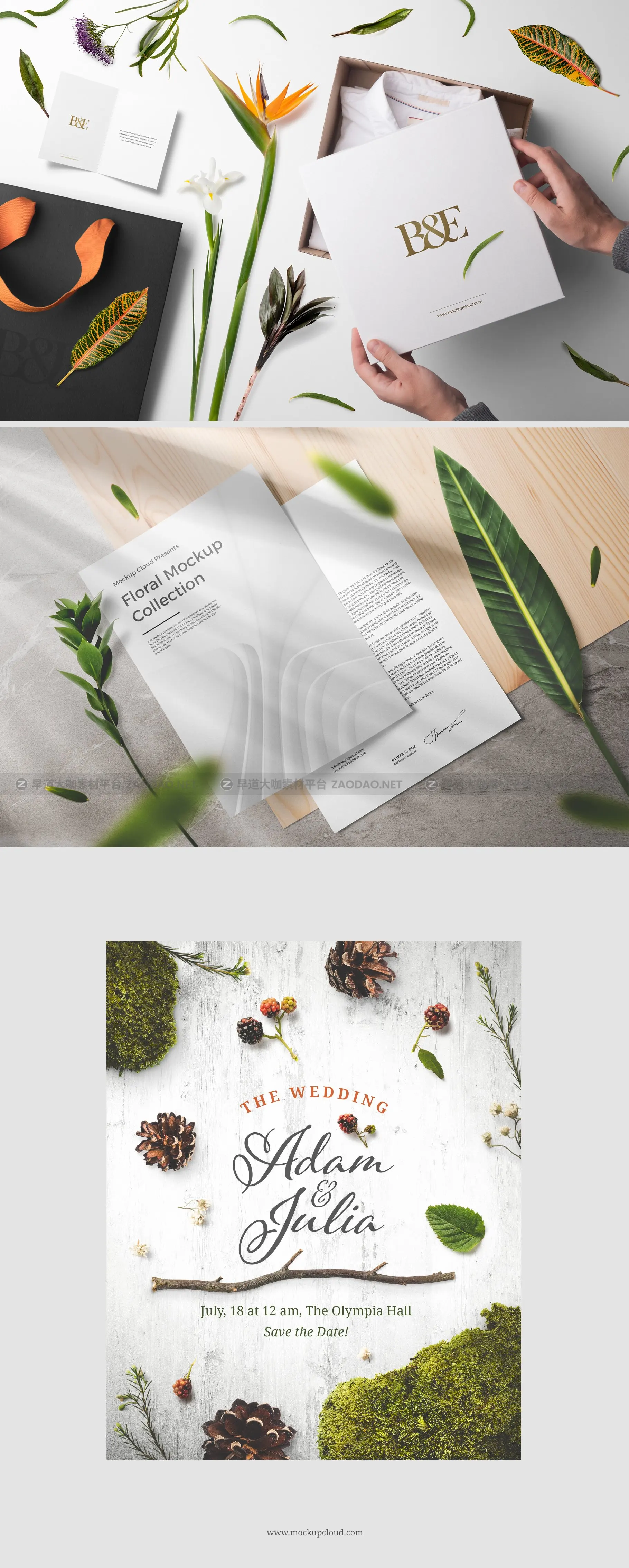 自然轻花卉植物品牌VI设计场景展示PS贴图样机模板素材 Floral Mockups Collection插图4