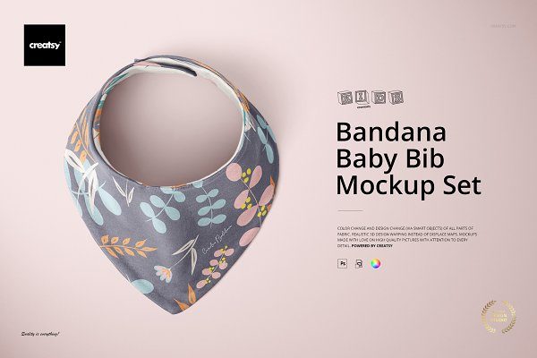 婴儿头巾围兜印花图案设计展示样机合集 Baby Bandana Bib Mockup Set