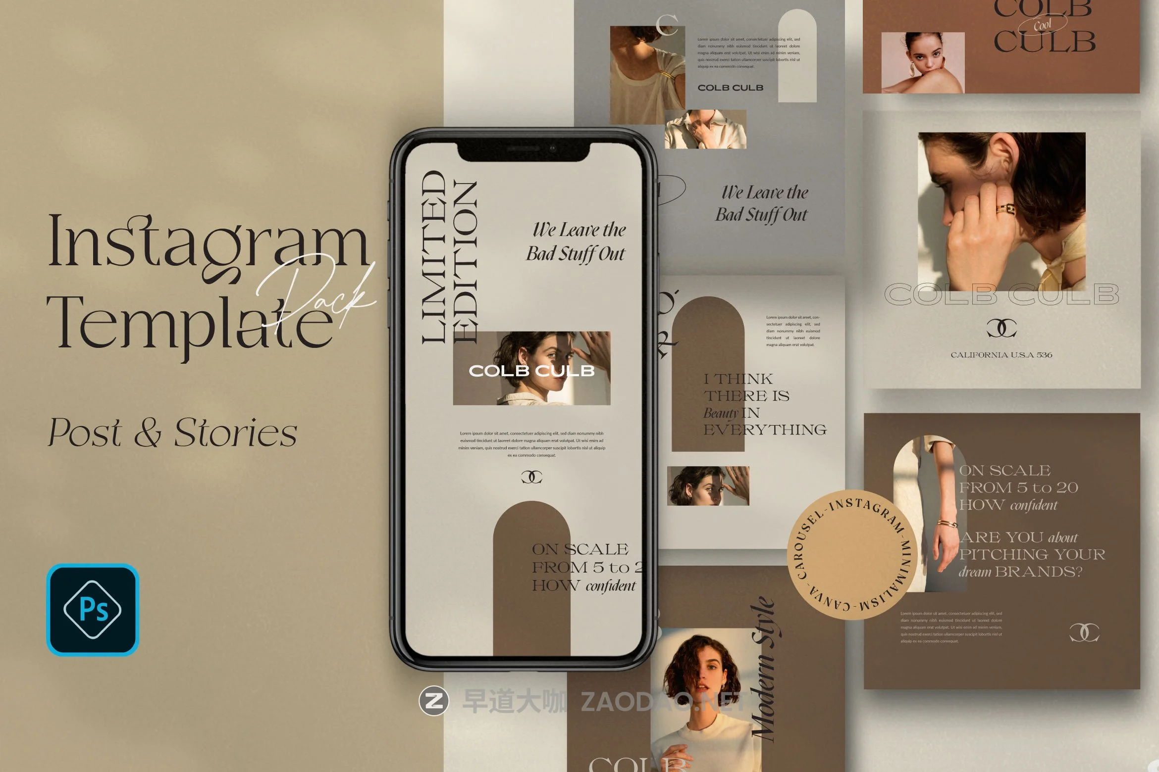 优雅服装品牌推广新媒体电商海报设计模板 Cold Club – Brand Instagram Pack插图 优雅服装品牌推广新媒体电商海报设计模板 Cold Club – Brand Instagram Pack插图