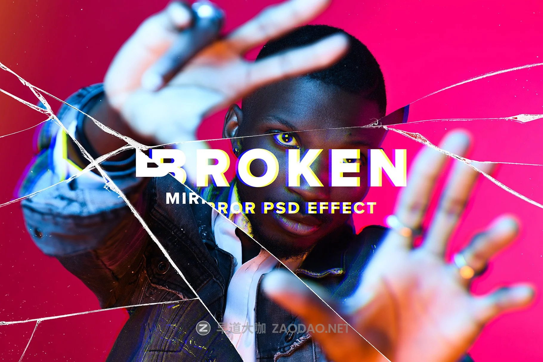 潮流破裂破碎玻璃效果照片处理特效PS样式模板素材 Broken Mirror Photo Effect插图 潮流破裂破碎玻璃效果照片处理特效PS样式模板素材 Broken Mirror Photo Effect插图