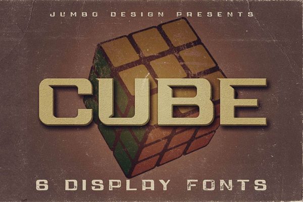 方块破损粗体标题文字设计英文字体素材 Cube – Display Font