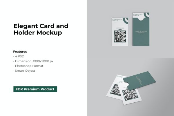 优雅邀请卡卡片设计展示贴图样机模板 Elegant Card And Holder Mockup