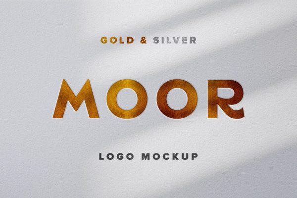 黄金白银浮雕效果徽标Logo设计展示贴图样机 Gold & Silver Logo Mockup