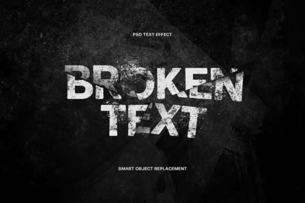 破碎切割扭曲效果标题徽标Logo设计PS样式模板 Broken Text Photoshop Effect