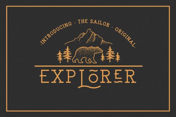 简洁复古标题徽标Logo文字设计无衬线英文字体素材 EXPLORER – Sailor Original Typeface