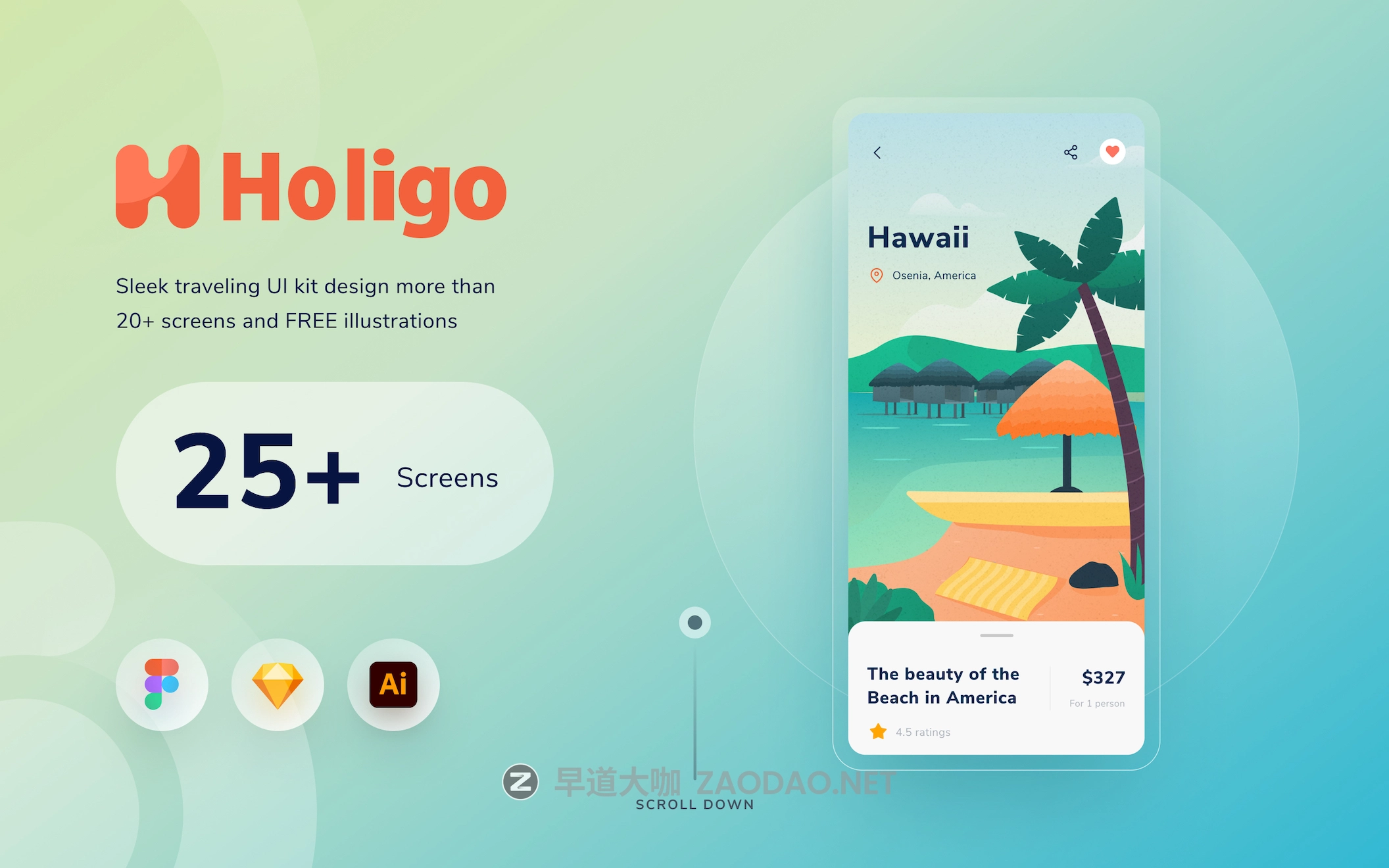 现代时尚旅行主题APP应用程序界面设计UI套件 Holigo Mobile Ui Kits插图 现代时尚旅行主题APP应用程序界面设计UI套件 Holigo Mobile Ui Kits插图