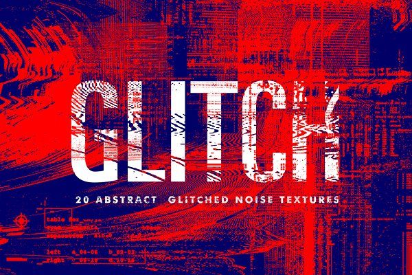 20款抽象故障燥点海报设计底纹背景图层叠加PS设计素材 Glitch – Abstract Noise Textures