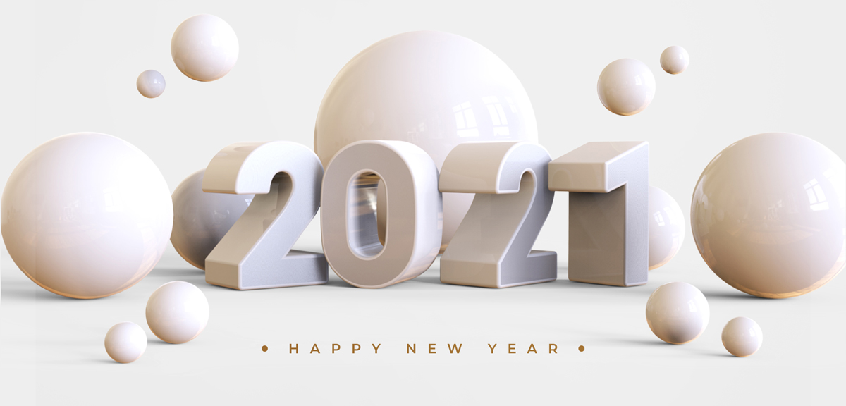 21新年3d立体字体海报印刷品设计psd模板素材happy New Year 21 With 3d Objects