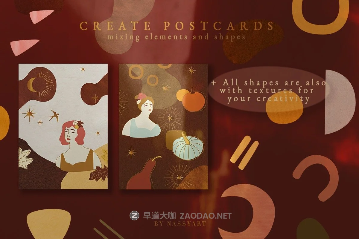 抽象几何天体花朵叶子水果装饰图案矢量设计素材 Celestial Fall Abstract Set插图10 抽象几何天体花朵叶子水果装饰图案矢量设计素材 Celestial Fall Abstract Set插图10