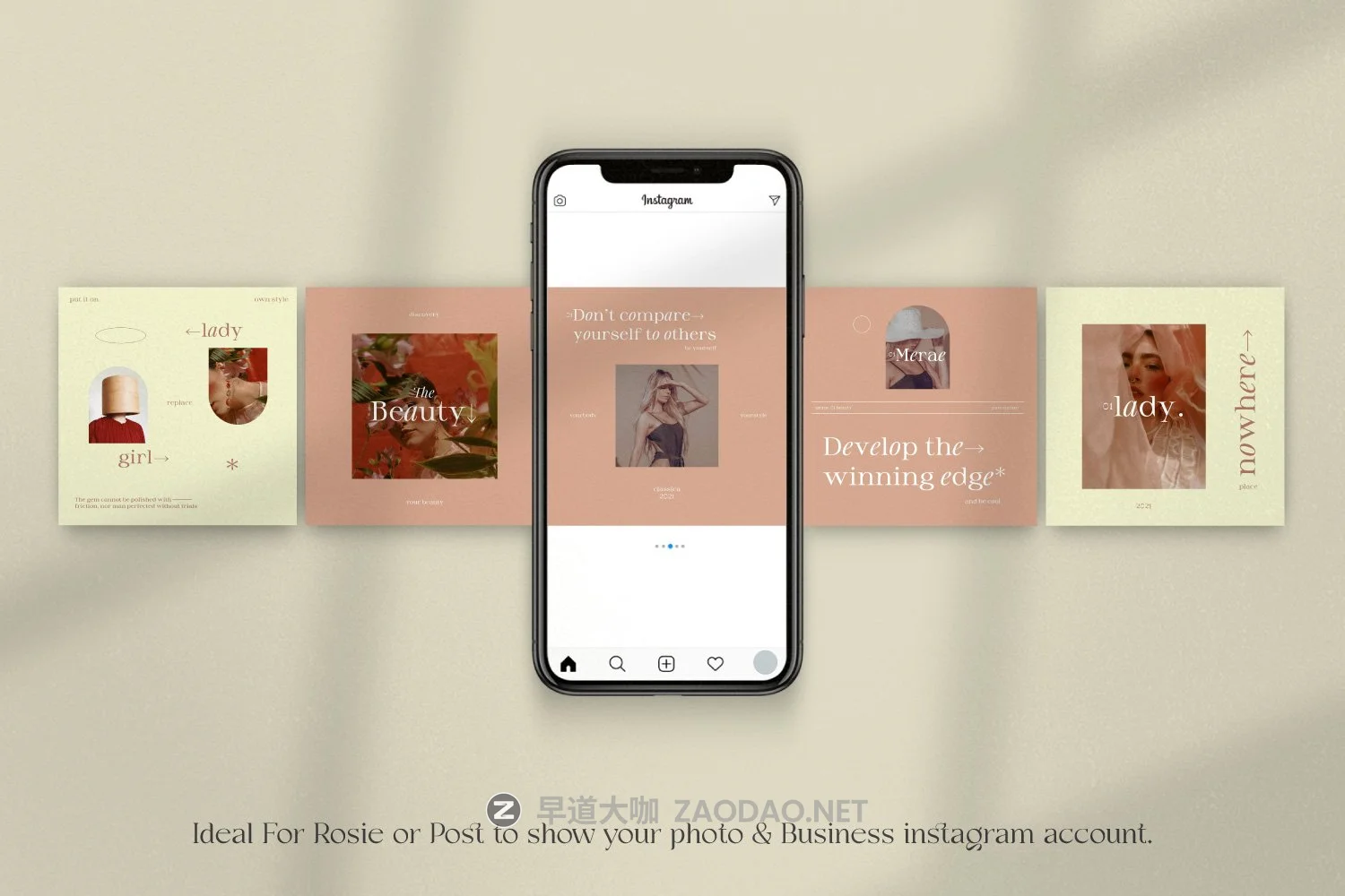 时尚女性服装摄影品牌推广新媒体海报设计PSD模板 Rosie – Canva + PS Social Media Pack插图1 时尚女性服装摄影品牌推广新媒体海报设计PSD模板 Rosie – Canva + PS Social Media Pack插图1