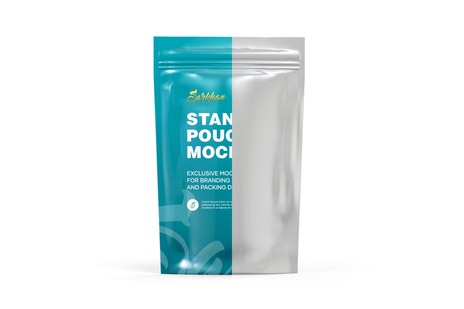 光泽自立袋自封袋设计贴图样机 Glossy Stand Up Pouch Mockup插图1