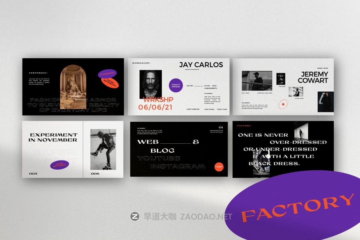 时尚潮流服装摄影作品集幻灯片设计模板 Factory – Urban Fashion Powerpoint Templates插图2 时尚潮流服装摄影作品集幻灯片设计模板 Factory – Urban Fashion Powerpoint Templates插图2