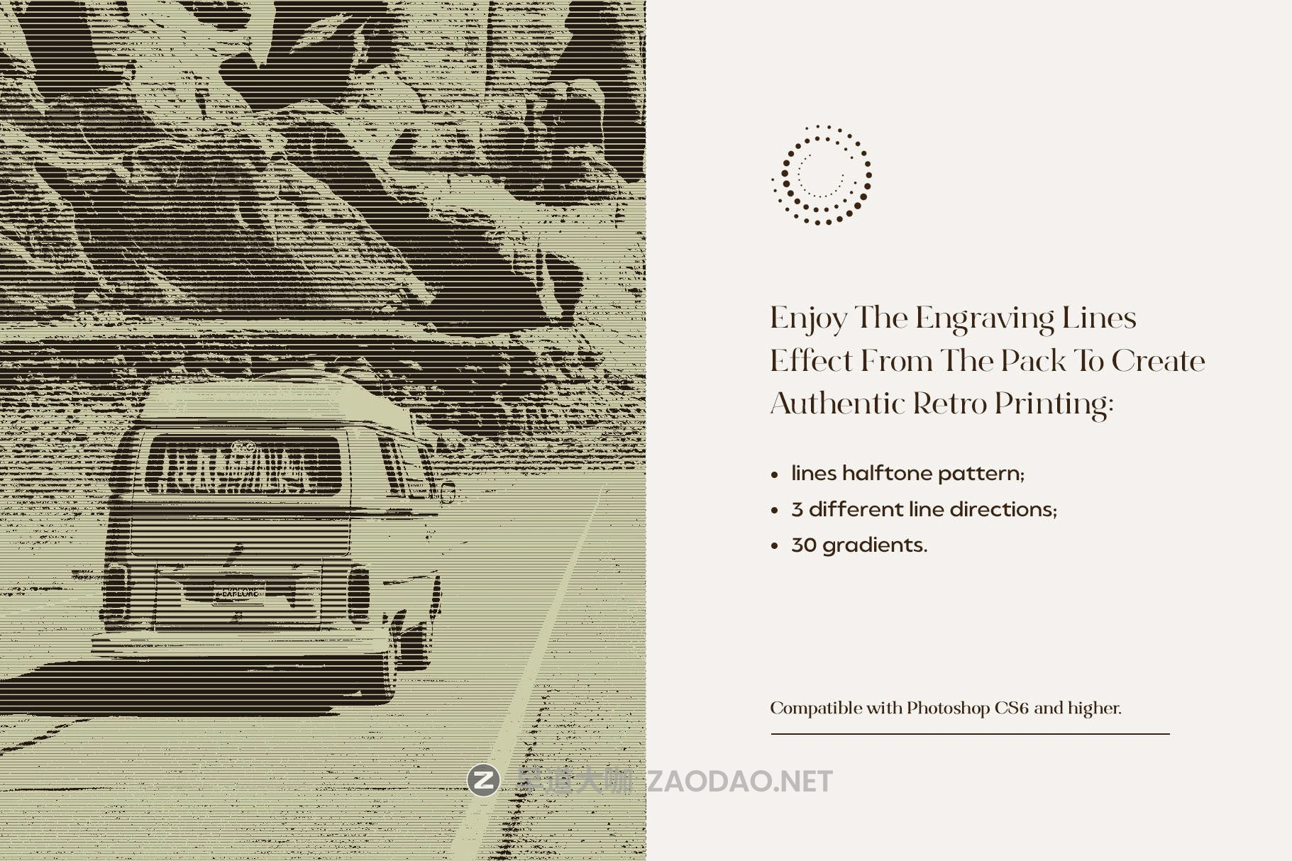 复古半调雕刻线条效果照片处理特效PS样式模板 Engraving Lines Photoshop Effect插图1 复古半调雕刻线条效果照片处理特效PS样式模板 Engraving Lines Photoshop Effect插图1