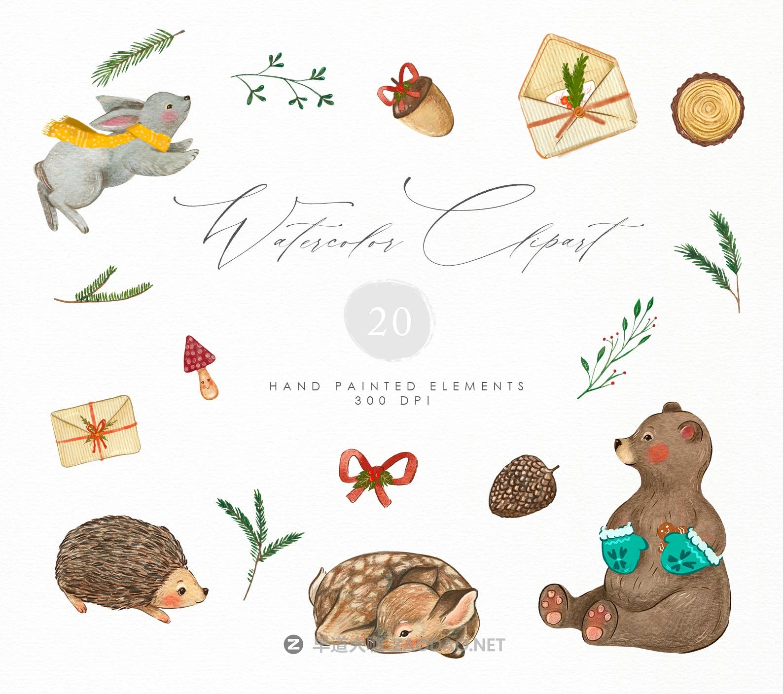 20款高清圣诞节主题冬季手绘水彩剪贴画PNG图片素材 Christmas Tale Watercolor Animal Collection插图1 20款高清圣诞节主题冬季手绘水彩剪贴画PNG图片素材 Christmas Tale Watercolor Animal Collection插图1