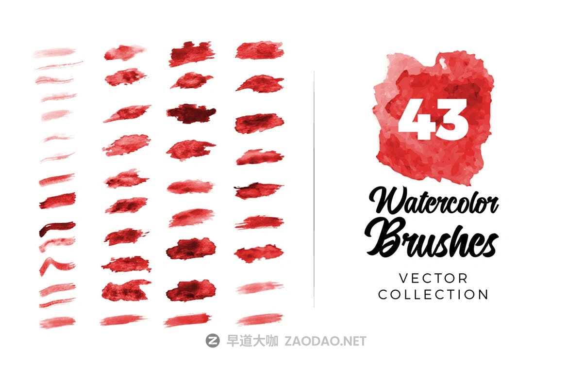 44款逼真手绘水彩效果AI矢量笔刷素材 Vector Watercolor Brushes For Illustrator插图1 44款逼真手绘水彩效果AI矢量笔刷素材 Vector Watercolor Brushes For Illustrator插图1