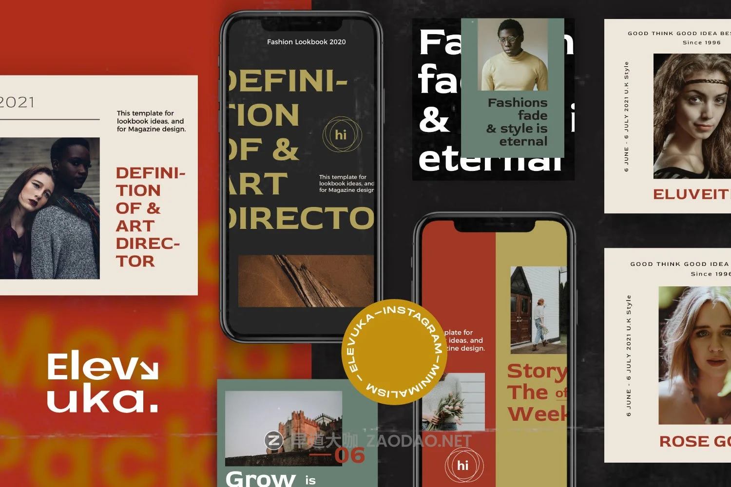 潮流服装摄影作品集品牌推广新媒体电商海报设计模板 Elevuka – Brand Instagram Pack插图2 潮流服装摄影作品集品牌推广新媒体电商海报设计模板 Elevuka – Brand Instagram Pack插图2
