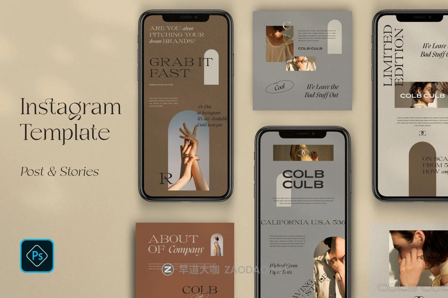 优雅服装品牌推广新媒体电商海报设计模板 Cold Club – Brand Instagram Pack插图3 优雅服装品牌推广新媒体电商海报设计模板 Cold Club – Brand Instagram Pack插图3