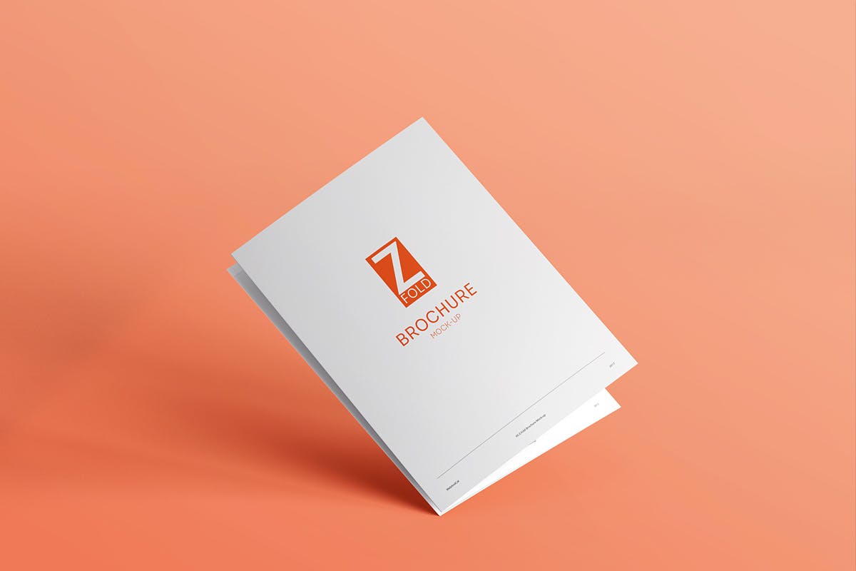 7款a5三折页小册子设计展示ps贴图样机模板 z-fold brochure a5 mock