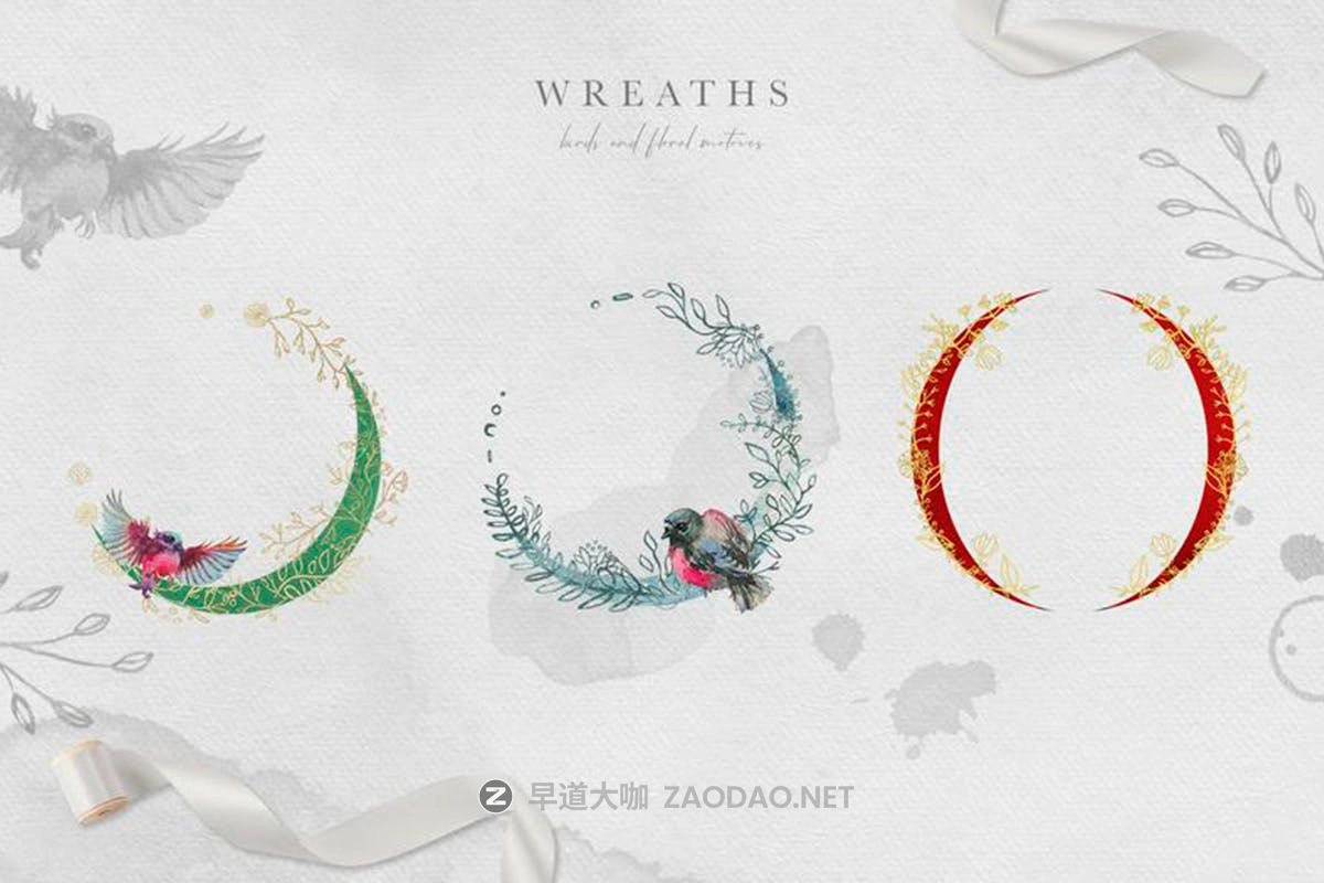 复古小鸟花卉花圈手绘水彩剪贴画PNG免抠图片素材 Vintage Birdy Watercolor Clipart插图3 复古小鸟花卉花圈手绘水彩剪贴画PNG免抠图片素材 Vintage Birdy Watercolor Clipart插图3