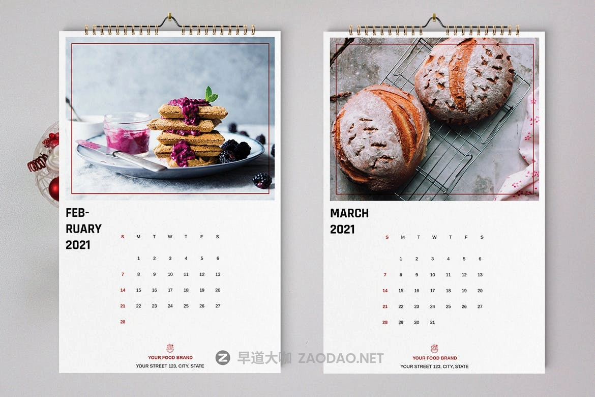 2021新年食物美食主题挂历日历设计INDD模板素材 Food Wall Calendar Template 2021插图3 2021新年食物美食主题挂历日历设计INDD模板素材 Food Wall Calendar Template 2021插图3