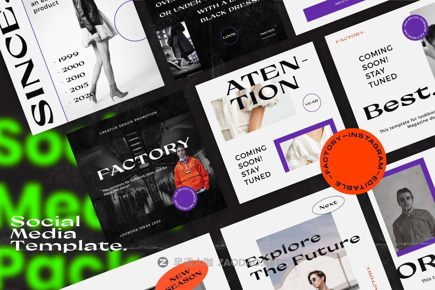 潮流街头服装潮牌品牌推广新媒体电商海报设计模板 FACTORY – New Urban Social Media插图4 潮流街头服装潮牌品牌推广新媒体电商海报设计模板 FACTORY – New Urban Social Media插图4