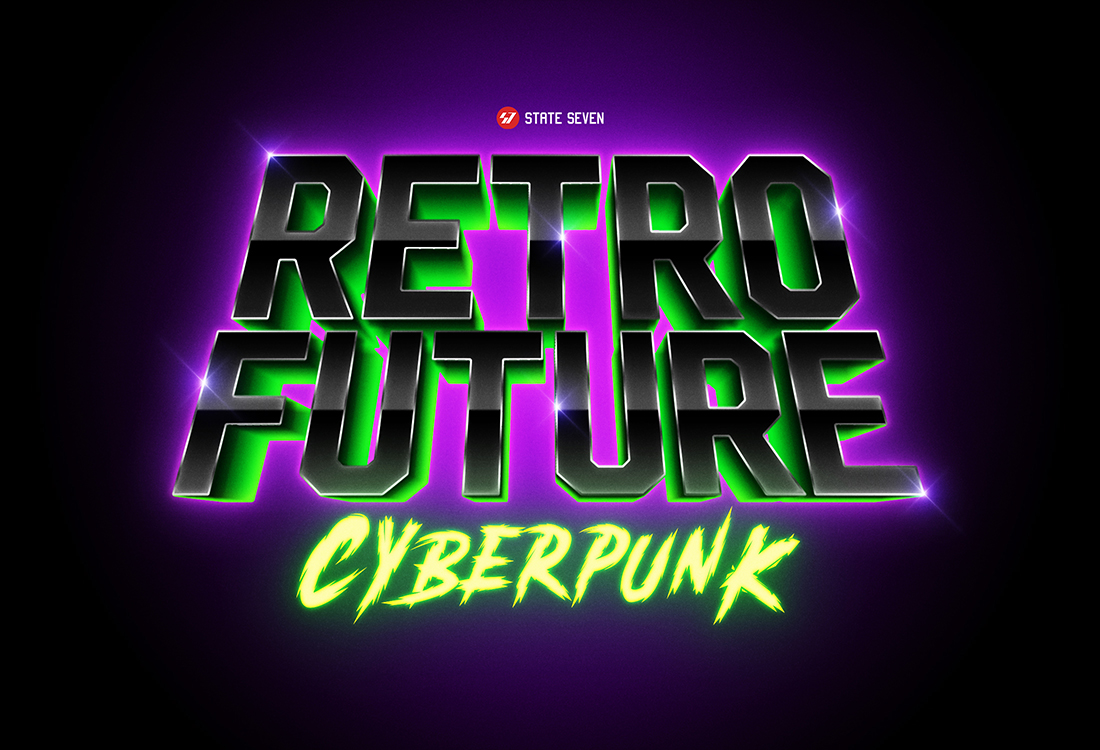 80年代复古蒸汽波立体效果文字标题设计ps样式模板80stexteffectsv1