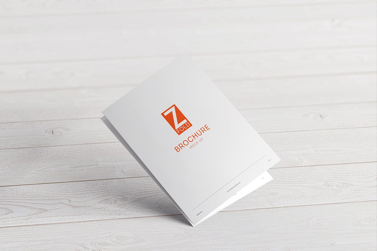 7款a5三折页小册子设计展示ps贴图样机模板 z-fold brochure a5 mock