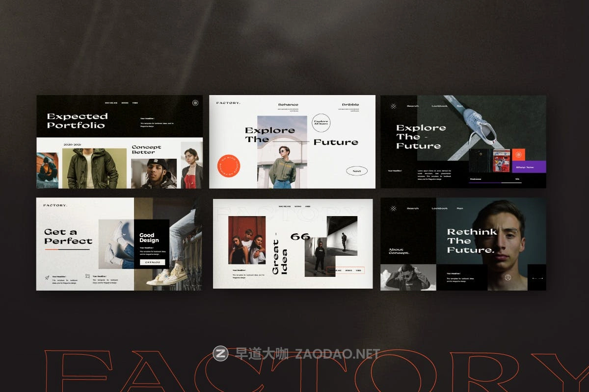 时尚潮流服装摄影作品集幻灯片设计模板 Factory – Urban Fashion Powerpoint Templates插图5 时尚潮流服装摄影作品集幻灯片设计模板 Factory – Urban Fashion Powerpoint Templates插图5
