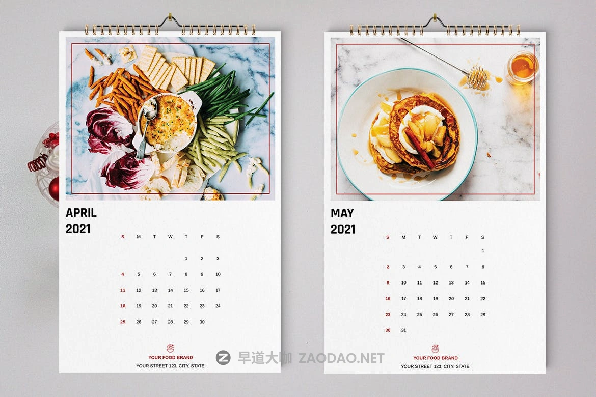 2021新年食物美食主题挂历日历设计INDD模板素材 Food Wall Calendar Template 2021插图4 2021新年食物美食主题挂历日历设计INDD模板素材 Food Wall Calendar Template 2021插图4